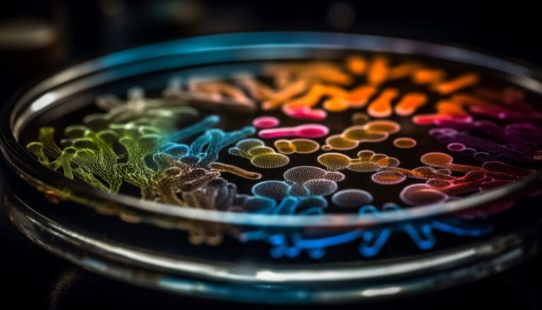 multi colored bacterium pattern on metal equipment generated by ai
